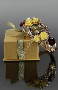 Zegarek z czerwonymi cyrkoniami i różami 3D | zegarki damskie