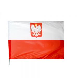 Flaga Polski na drzewiec - 70 x 112 cm - z godłem