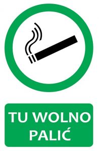 Znak "TU WOLNO PALIĆ" - TYP III - 10 x 14 cm