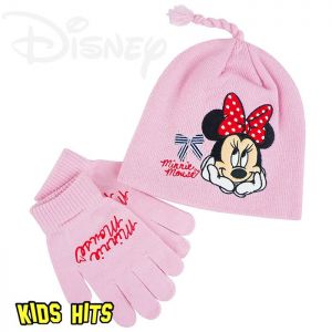 Komplet czapka + rękawiczki Disney Minnie pink 4-8 lat