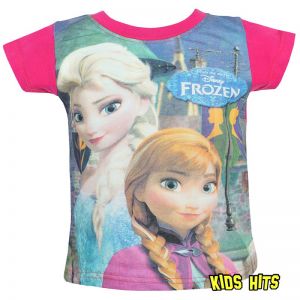 Koszulka Frozen Elsa & Anna różowa 2 lata