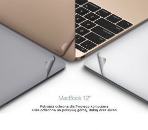 Zestaw 3 folii ochronnych JCPAL MacGuard Apple MacBook 12 Srebrne - Srebrny
