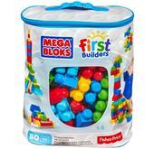 Niebieska torba z klockami 80 el. First Builders Mega Bloks