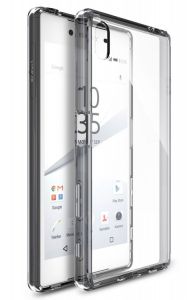 Oryginalne etui obudowa Rearth Ringke Fusion Smoke Black + folia dla Sony Xperia Z5 Czarna - Czarny