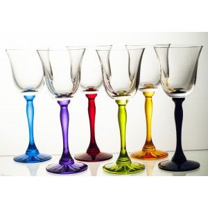 Kieliszki kolorowe do wina wody kryształowe 6 sztuk 5443