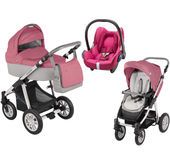 Wózek wielofunkcyjny 3w1 Lupo Dotty Baby Design + Cabrio Fix GRATIS (różowy)
