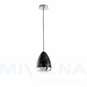 Lampetta lampa wisząca 1 czarny szkło chrom 21 cm
