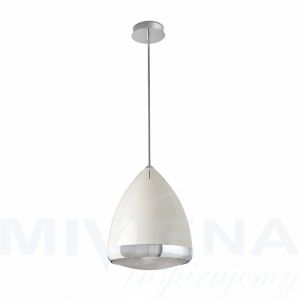 Lampetta lampa wisząca 1 biały szkło chrom 32 cm