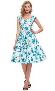Sukienka pin-up , swingdress |sukienka retro w niebieskie kwiaty
