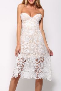 Sukienka gipiurowa koronka | sukienka midi z białej gipiury