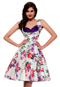 Kwiatowa sukienka w stylu retro, fioletowa | sukienki w kwiaty