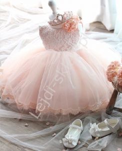 Koronkowa różowa sukienka dla dziewczynki | sukienka na chrzest , wesele