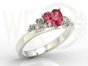 Pierścionek z topazem Swarovski Red i diamentami AP-53B