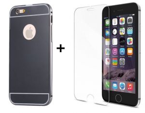 Zestaw | Mirror Bumper Metal Case Szary + Szkło ochronne Perfect Glass | Etui dla Apple iPhone 6 / 6