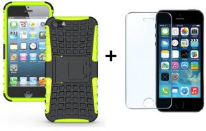 Zestaw | Pancerna obudowa Perfect Armor Zielona + Szkło ochronne Perfect Glass Apple iPhone 5 / 5S /