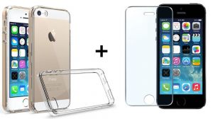 Zestaw | Tech-Protect Slim Hybrid Crystal + Szkło ochronne Perfect Glass dla Apple iPhone 5 / 5S / 5