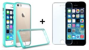 Zestaw | Tech-Protect Slim Hybrid Mint + Szkło ochronne Perfect Glass dla Apple iPhone 5 / 5S / 5SE