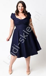 Granatowa sukienka w stylu pin-up PLUS SIZE, swingdress