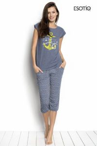 Esotiq Sailor 34221-55X, 34223-55X Grafitowa piżama damska